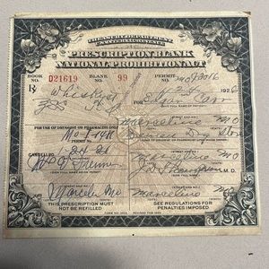 COPY - 1925 Prohibition Liquor Prescription Official Medicinal Whiskey License …